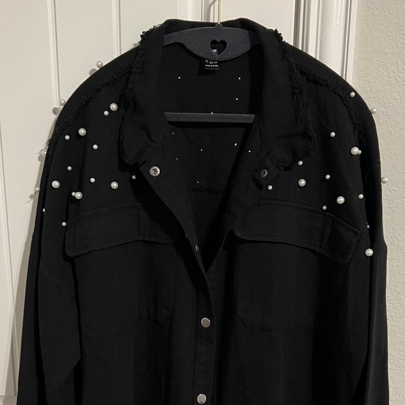SHEIN Jackets & Blazers - SHEIN Black Denim Jacket with Pearls!!